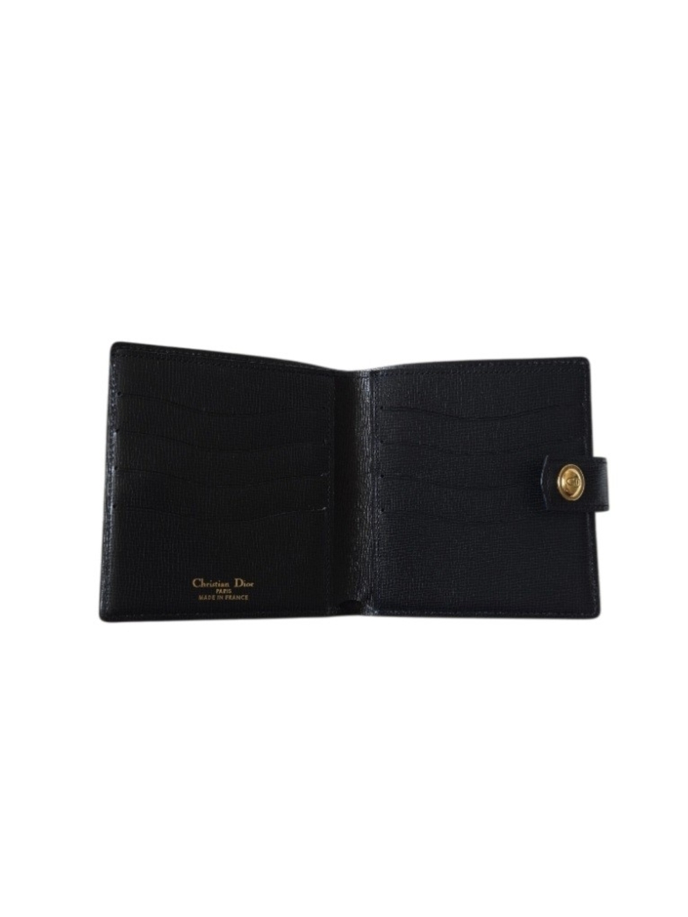 Dior Navy Blue Leather Bifold Wallet with Gold Snap With COA - Picture 3 of 11